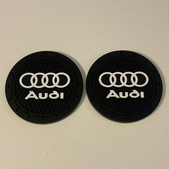 Audi Car Cup Coasters in Black with Logo Set of 2 NWT - Picture 1 of 4